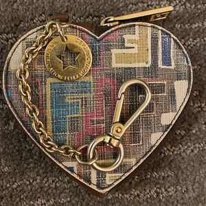 Fendi Multicolor Graffiti Zucca Heart Coin Purse